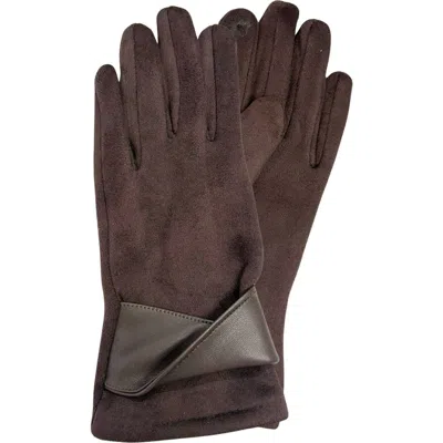 Marcus Adler Tech Faux Suede Twisted Gloves In Brown