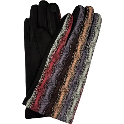 Marcus Adler Tech Knit Overlay Faux Suede Gloves In Black Multi
