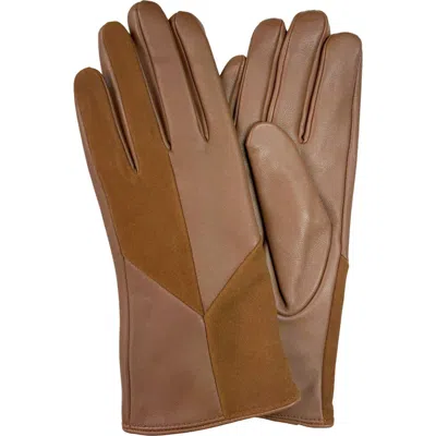 Marcus Adler Tech Suede & Leather Gloves In Brown