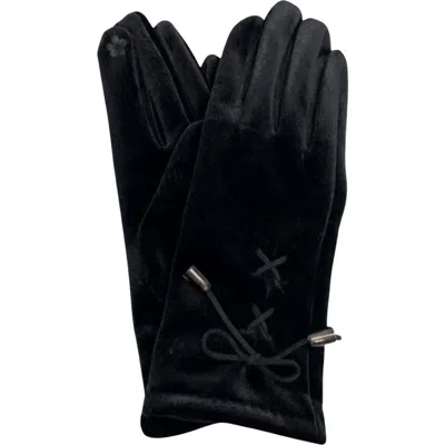 Marcus Adler Tech Velvet Lace-up Gloves In Black