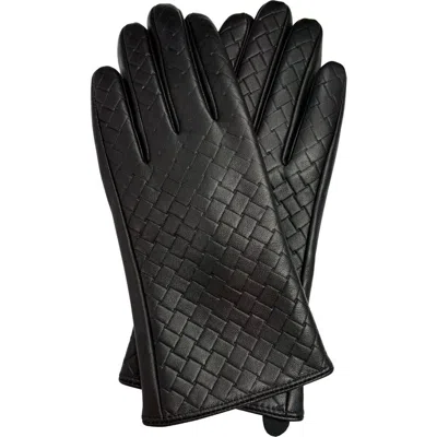 Marcus Adler Tech Woven Leather Gloves In Black