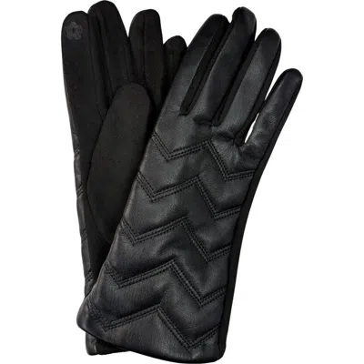 Marcus Adler Tech Zigzag Faux Leather Gloves In Black