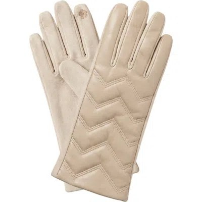 Marcus Adler Tech Zigzag Faux Leather Gloves In Bone