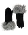 Marcus Adler Faux Suede Gloves With Faux Fur Cuffs In Black