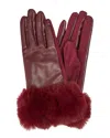 Marcus Adler Faux Leather Gloves With Faux Fur Cuff In Red