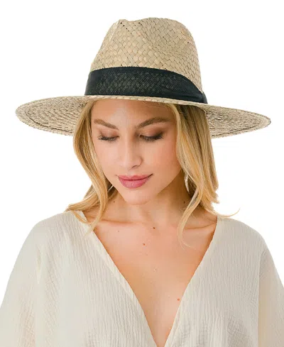 Marcus Adler Trim Detail With Straw Panama Hat In Black