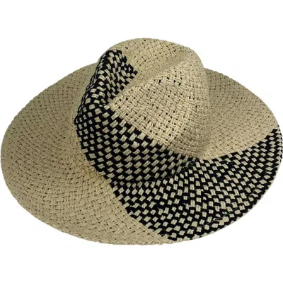 Marcus Adler Two-tone Straw Panama Hat In Black