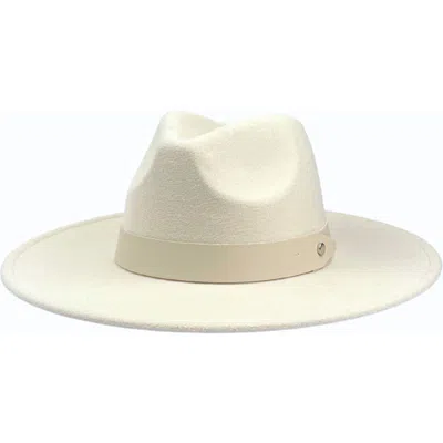 Marcus Adler Vegan Leather Trim Felt Fedora In Ivory