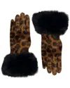 Marcus Adler Cheetah Print Velvet Gloves With Faux Fur Trim In Multi