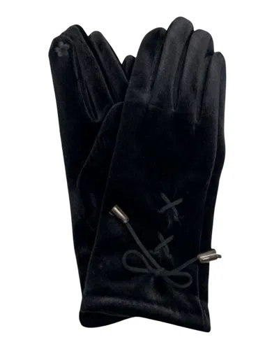 Marcus Adler Velvet Lace-up Gloves In Black
