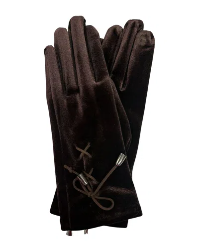 Marcus Adler Velvet Lace-up Tech Glove In Brown