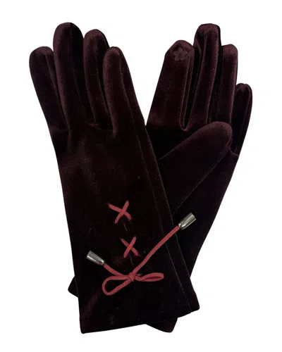 Marcus Adler Velvet Lace-up Tech Glove In Burgundy