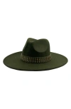 Marcus Adler Studded Band Wool Blend Panama Hat In Olive