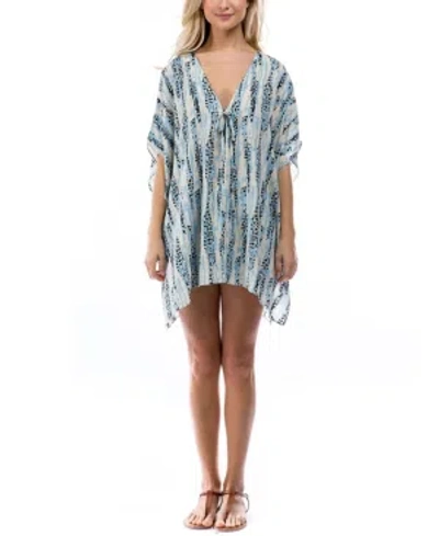 Marcus Adler Women's Animal Print Lightweight Coverup Kimono In Blue