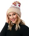 Marcus Adler Women's Fair Isle Heart Knit Pom Beanie In Ivory