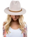Marcus Adler Women's Faux Leather Knotted Band Wool Blend Felt Hat In Bone