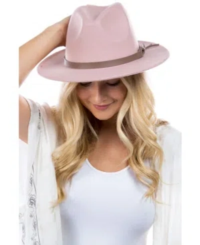 Marcus Adler Women's Faux Leather Knotted Band Wool Blend Felt Hat In Pink