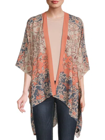 Marcus Adler Women's High Low Floral Kimono In Pink