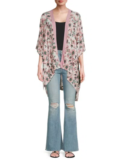 Marcus Adler Women's High Low Floral Kimono In Pink