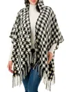 Marcus Adler Women's Houndstooth Hooded Ruana In Black White