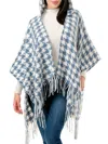 Marcus Adler Women's Houndstooth Hooded Ruana In Blue