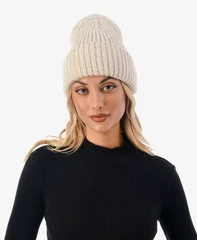 Marcus Adler Women's Lurex Ribbed Knit Cuff Beanie In Ivory