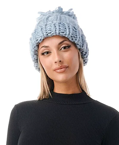 Marcus Adler Women's Luxe Chunky Knit Pom Cuffed Beanie In Blue