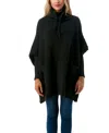 Marcus Adler Women's Mock Turtleneck Pocket Poncho In Black