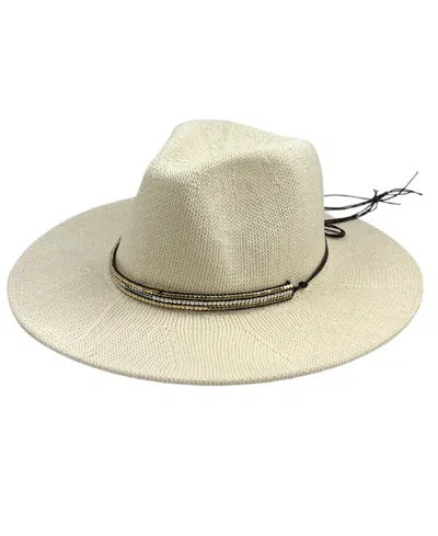 MARCUS ADLER WOMEN'S PACKABLE PANAMA HAT WITH BEADED TRIM