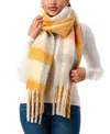 Marcus Adler Women's Plaid Fringe-trim Blanket Scarf In Marigold
