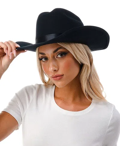 Marcus Adler Women's Short-brim Cowboy Hat With Satin Trim In Black