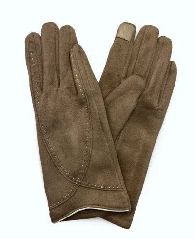 Marcus Adler Women's Stitched Faux Suede Touchscreen Glove In Taupe