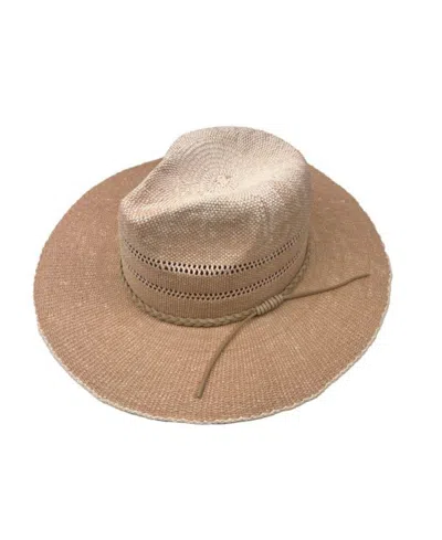 Marcus Adler Women's Straw Panama Hat With Suede Braided Trim In Blush