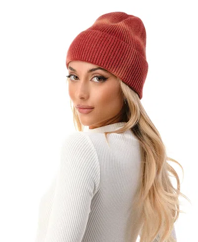 Marcus Adler Women's Tie Dye Cuff Ribbed Knit Beanie In Rust