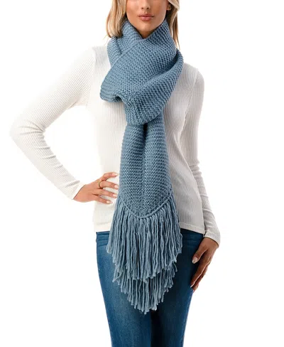 Marcus Adler Women's Ultra Soft Fringe-trim Winter Scarf In Blue