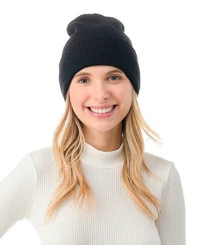 Marcus Adler Women's Ultra Soft Rib Detail Cuff Beanie In Black