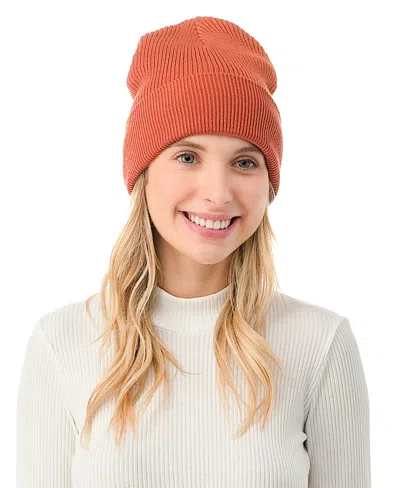 Marcus Adler Women's Ultra Soft Rib Detail Cuff Beanie In Rust