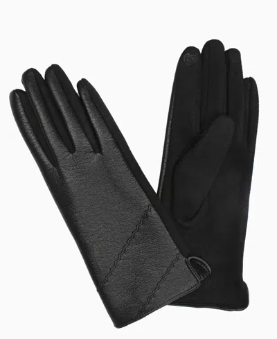 Marcus Adler Women's Vegan Leather Stitched Touchscreen Gloves In Black