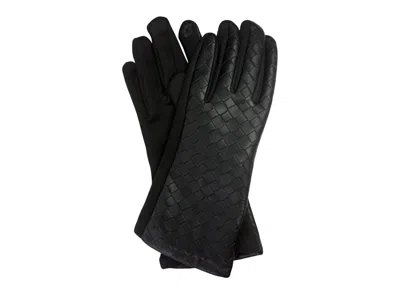 Marcus Adler Woven Faux Leather Gloves In Black