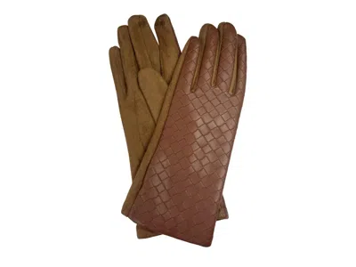 Marcus Adler Woven Faux Leather Gloves In Dark Brown