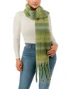 Marcus Adler Stripe Woven Fringe Scarf In Green
