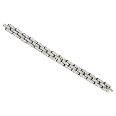 Pre-owned Marcus & Co. Art Deco Diamond And Sapphire "escalier" Bracelet In Blue