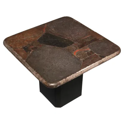 Pre-owned Marcus Kingma Brutalist Coffee Table By  With Stone Inlays, 1986 In Black