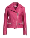 Marcus Woman Jacket Fuchsia Size 10 Leather In Pink