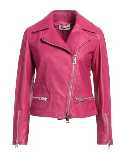 Marcus Woman Jacket Fuchsia Size 10 Leather In Pink