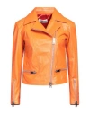 Marcus Woman Jacket Orange Size 4 Leather