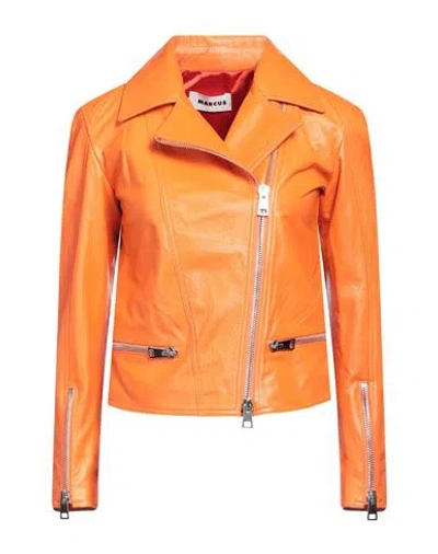 Marcus Woman Jacket Orange Size 4 Leather In Orange