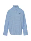 Mardi Mercredi Check-pattern Logo-embroidered Shirt In Blue
