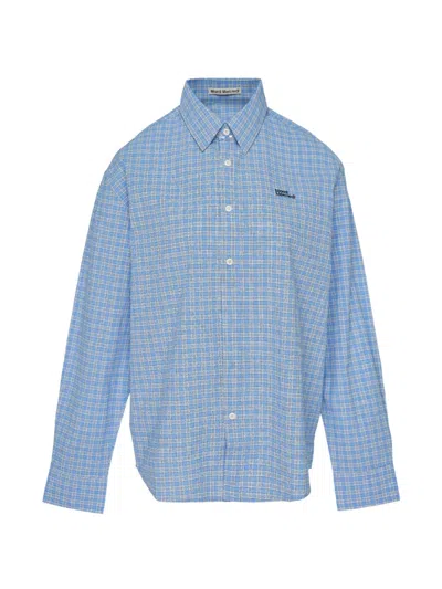 Mardi Mercredi Check-pattern Logo-embroidered Shirt In Blue