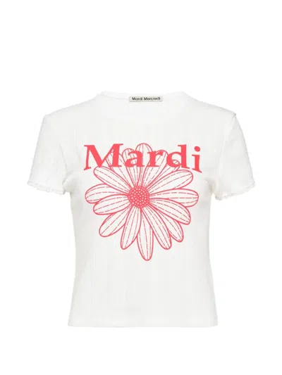 Mardi Mercredi Eyelet Floral-print T-shirt In White